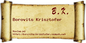 Borovits Krisztofer névjegykártya